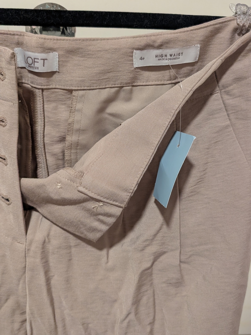 LOFT Light Beige High-Rise Wide-Leg Chinos - Picture 3 of 4